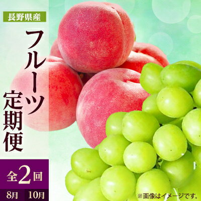 【ふるさと納税】【発送月固定定期便】2025年発送 長野の果物 桃+シャインマスカット全2回_ 桃 シャインマスカット もも モモ ぶどう ブドウ マスカット 葡萄 長野県 定期便 全2回 果物 くだもの フルーツ 贈答 ギフト 産地直送 送料無料 【配送不可地域：離島】【4063510】