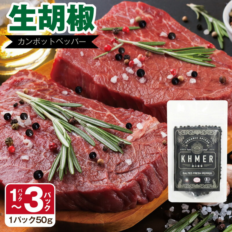 【ふるさと納税】生胡椒 塩漬け カンポットペッパー 50g 選べる 1P / 3P カンボジア 高級胡椒 コショウ ペッパー スパイス 調味料 プチプチ 食感 ミル不要 そのまま使える 便利 ステーキ 魚料理 パスタ おつまみ 酒 晩酌 BBQ キャンプ アウトドア 大阪府 泉佐野市 送料無料