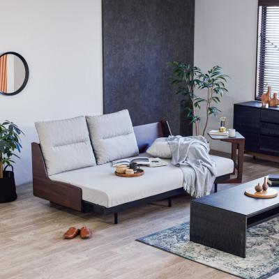 ふるさと納税 大川市 ソファベッド 幅200cm オルペ ごろ寝ソファ &lt;ウォールナット×ライトグレー&gt;モーブル 大川家具