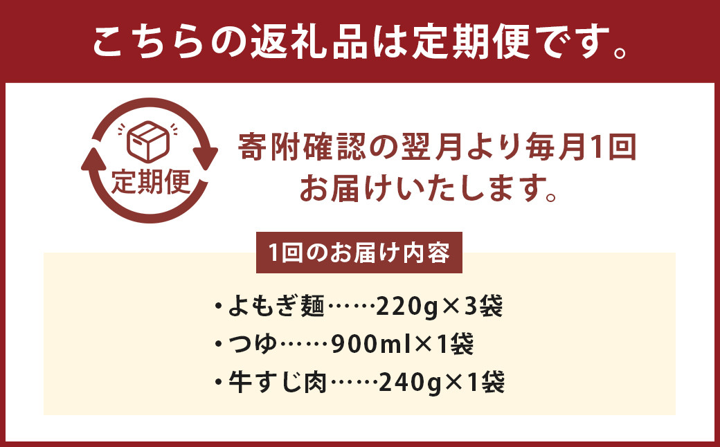 【3ヶ月定期便】よもぎ牛すじ肉うどん 3人前
