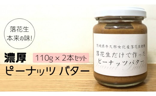 
            落花生 本来の味! 濃厚 ピーナッツ バター 110g × 2本セット 加工品 オーガニック ジャム ピーナッツクリーム ナッツ 冷蔵 パン ベーグル
          