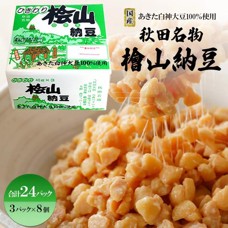 納豆 国産大豆100％ パック ひきわり 桧山納豆【計24P】