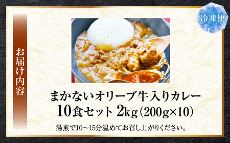 お肉屋さんが作った禁断のまかない　オリーブ牛入りカレー　10食セット|肉 牛肉 カレー スパイシー 濃厚 旨味 まかない ビーフカレー 湯煎 香川県 三木町|_mk146-127