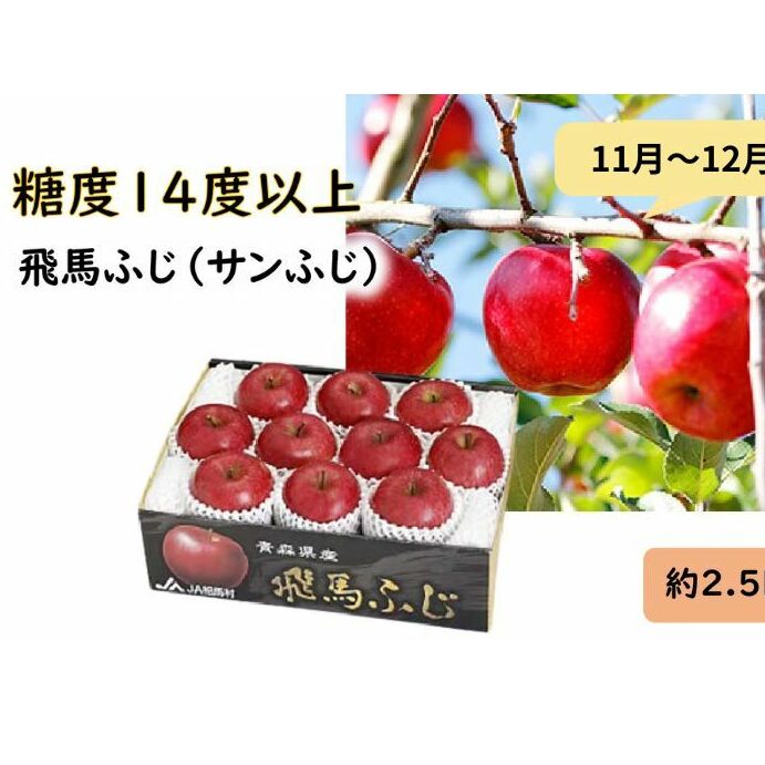 りんご 【11月～12月発送】 糖度14度以上 「 飛馬ふじ 」（ サンふじ ）約 2.5kg 【 弘前市産 青森りんご  果物類 林檎 リンゴ  】