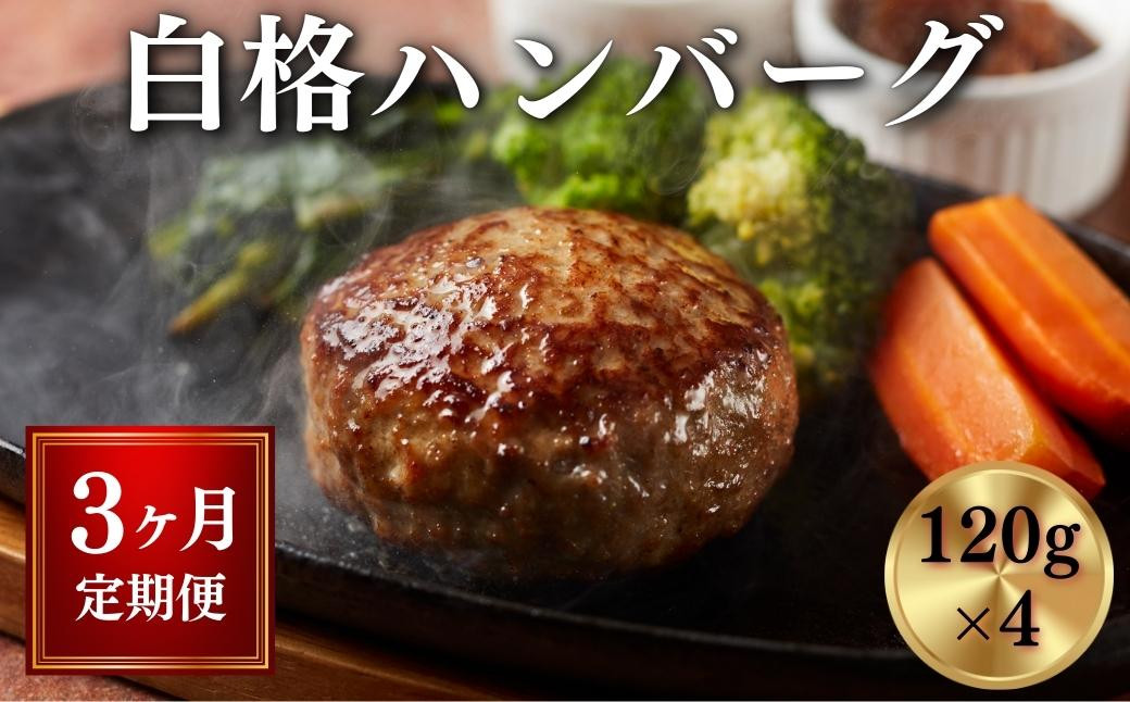 
【定期便/3ヶ月】《格之進》白格ハンバーグ120g×4個 プレミアム お弁当 個包装 お惣菜 小分け 子供 簡単調理 肉 岩手 一関 贈り物 ギフト お取り寄せ 冷凍 人気
