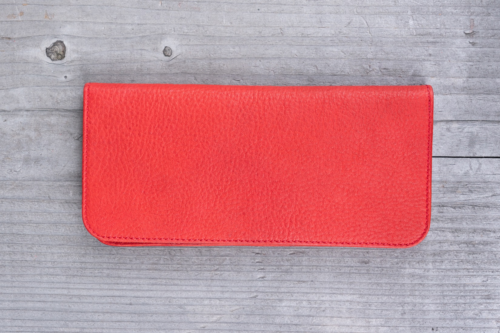 広島ジビエレザー東広島産天然鹿革　軽くて柔らかく手使いやすい本革スタンダード長財布　【03レッド】