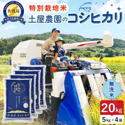 ふるさと納税 佐渡市 【新米】令和8年産 佐渡島産コシヒカリ 無洗米20kg 土屋農園 農家直送 特別栽培米