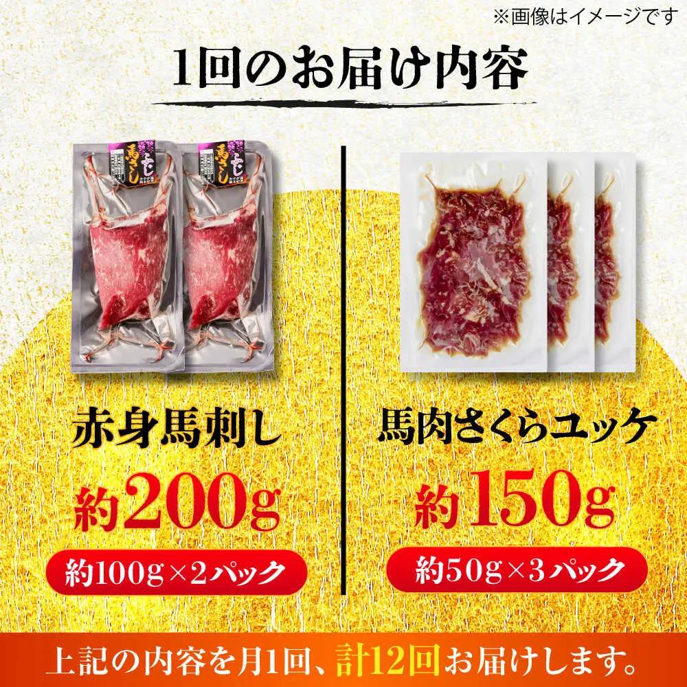 全12回定期便 赤身馬刺し・馬肉さくら ユッケ セット ユッケ BHCY036