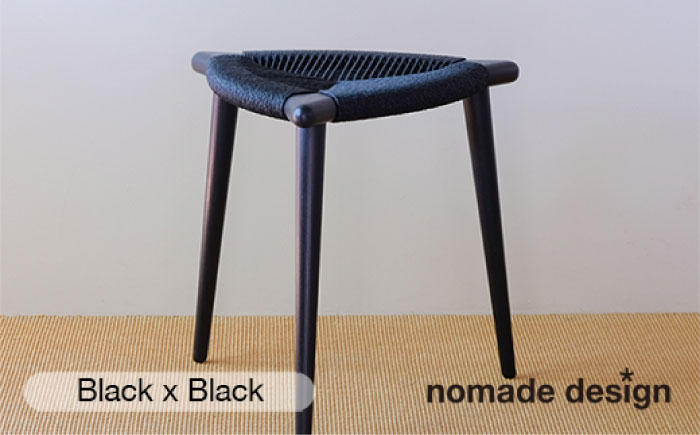 
Three-legged Stool “BOW” 〈Black x Black〉 糸島市 / nomade design 椅子 クラフト [AIF014]
