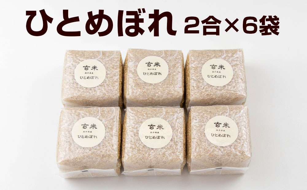 令和6年産　岩手県矢巾町「ひとめぼれ玄米」2合×6袋　キューブ米