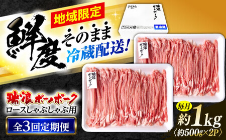 【3回定期便】 ※冷蔵配送/地域限定※ 岐阜県産 豚 瑞浪ボーノポーク しゃぶしゃぶ 1kg まんぷくセット 瑞浪市 / きなぁた瑞浪[AZCI053]