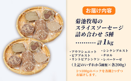ソーセージ 無添加 スライス 1kg 詰め合わせ 岩手町 菊池牧場 牛肉 豚肉