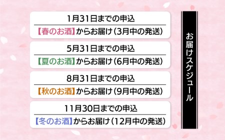  定期便 ≪計4回お届け≫お楽しみ 越前の地酒 四季の日本酒飲み比べ 蔵元よりお届け 計720ml × 8本 江戸時代より創業 飛鳥井（あすかい）のお酒[e19-e001]