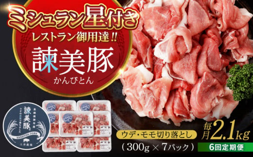 【6回定期便】豚肉切り落とし2.1kg!諫早平野の米で育てた諫美豚 / 諫美豚 豚肉 切り落とし 肉 豚 お肉 国産 人気 スライス / 諫早市 / 株式会社土井農場 [AHAD016]