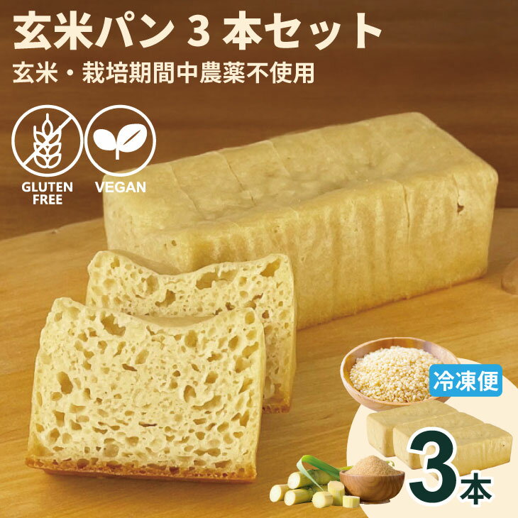 【ふるさと納税】 グルテンフリービーガン　玄米パン3本セット（玄米・栽培期間中農薬不使用） グルテンフリー ヴィーガン 小麦粉 卵 乳製品 動物性油 砂糖不使用 ギフト 贈り物 佐賀 佐賀県 サンテカフェまる 送料無料【B190-021】