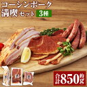 【ふるさと納税】コーシンポーク 満喫セット 約850g 3種 タン・フランクソーセージ スモーク・ベーコンハム スモークド・ポークジャーキー 豚肉 ベーコン ハム ブロック 肉 お肉 燻製 おつまみ お取り寄せ グルメ 詰め合わせ 食べ比べ 冷凍 九州 熊本県 送料無料