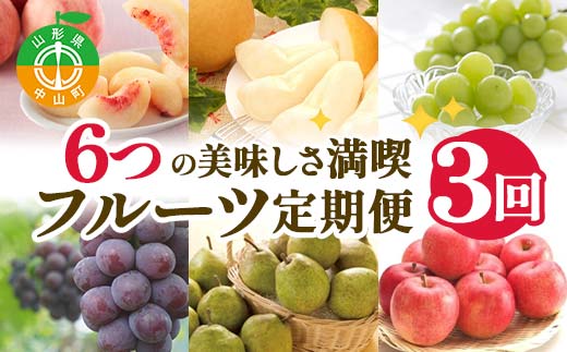 【2026年 先行予約】3回定期便 6つの美味しさ満喫フルーツ便 桃 和梨 シャインマスカット ピオーネ ラ・フランス りんご 果物 くだもの 山形県 中山町 F4A-0483