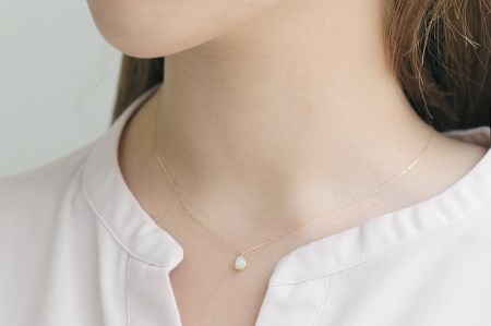 【L&Co.】K10 ペアシェイプオパールネックレス(63-7996)