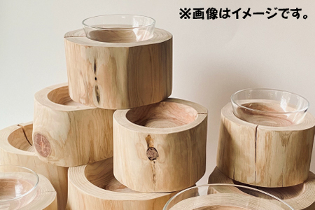 小林産ひのきを使ったペット用フードディッシュSS（ヒノキ 愛犬 愛猫 ペット 木製 ボウル付き）