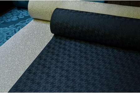 絹織物　京都「丹後ちりめん」色無地　千鳥格子（鉄納戸）