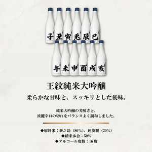 日本酒 王紋純米大吟醸 十二支 300ml × 12本 純米大吟醸 干支 ラベル 地酒 酒 清酒 辛口 純米 大吟醸 午年 新潟 贈答 贈り物 にいがた プレゼント 贅沢 ギフト 晩酌 お取り寄せ 年
