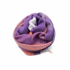 【播州織ダブルフェイスブロックコットンストール】PURPLE.PINK   44-14