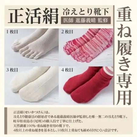 正活絹 冷えとり靴下 基本シルク・コットン4組セットE(Lサイズ)_装飾品・工芸品  靴・履物 _【1581469】