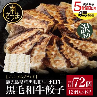ふるさと納税 南さつま市 【訳あり】鹿児島県産黒毛和牛「小田牛」 牛肉100%使用の餃子72個(12個×6P) ぎょうざ 惣菜