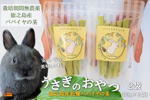 ～徳之島産乾燥青パパイヤの茎～うさぎのおやつ（2袋）( ペットフード うさぎ ウサギ パパイヤ おやつ ペット 徳之島 鹿児島 安心 安全 乾燥 世界自然遺産 アマミノクロウサギ レターパックライト）