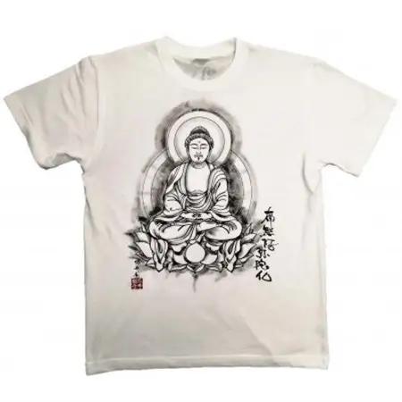 手描きTシャツ 仏画 阿弥陀如来 白 (半袖 Lサイズ)【1615547】