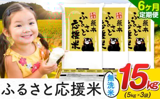 【6ヶ月定期便】米 無洗米 家庭用 熊本 ふるさと応援 定期便 米  15kg《申込み翌月から発送》 熊本県産 白米 精米 山江村 ブレンド米 国産 おうちご飯 予約 返礼品 発送 配送 SDGs わけあり むせんまい お米 おこめ