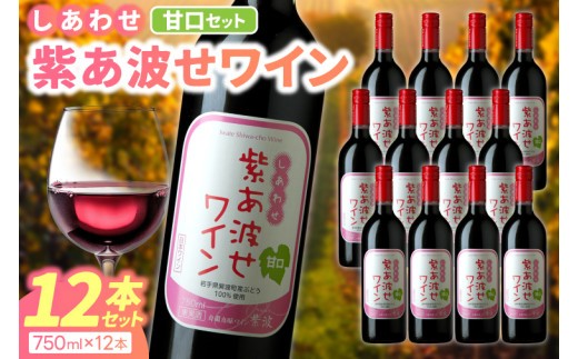 ＼先行予約 3月中旬より順次発送／ 赤ワイン 甘口 12本 セット 紫あ波せ ワイン (しあわせワイン) ぶどう 自園自醸 ワイン紫波 (AL097)
