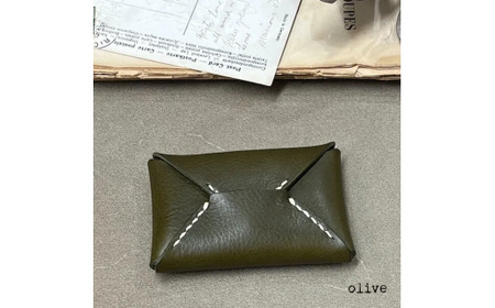 【封筒】letter（レター）オリーブ 封筒型 カードケース 革