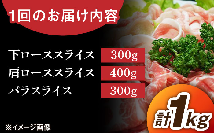 【12回定期便】若楠ポーク スライスセット 1kg（肩ロース 下ロース バラ）/宮地ハム [UBM016]