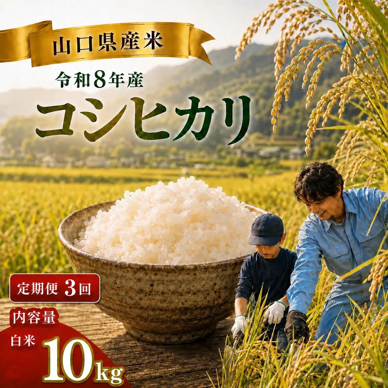 令和8年度産 山口県産 コシヒカリ 10㎏ 定期便 3回発送