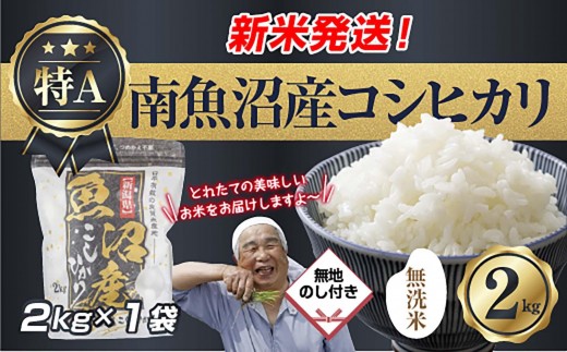 【令和8年産　新米予約】無地のし 「無洗米」 新潟県 南魚沼産 コシヒカリ お米 2kg 精米済み（お米の美味しい炊き方ガイド付き） お米 こめ 白米 こしひかり 食品 人気 おすすめ 送料無料 魚沼 南魚沼 南魚沼市 新潟県産 新潟県 精米 産直 産地直送 お取り寄せ【2026年10月中旬より1ヶ月以内に順次発送予定】