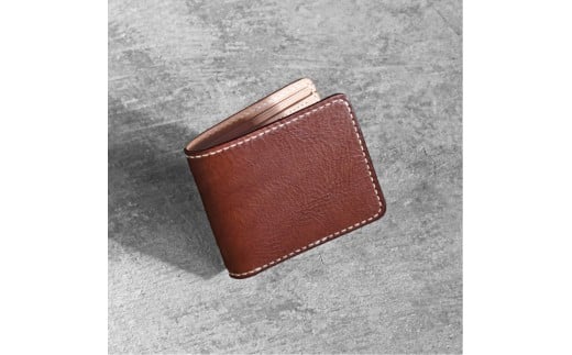 栃木レザー使用｜やわらか本革二つ折り財布｜Half wallet 02C｜チョコ｜minca（全7色）