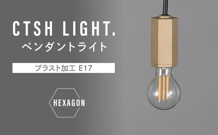 
            CTSH LIGHT. ペンダントライト＜HEXAGON ブラスト加工 E17＞ 瑞浪市 / ジオニック 照明器具 ソケット 真鍮 ゴールド [AZBQ081]
          