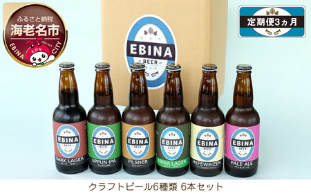 【定期便3ヵ月】クラフトビール6種類6本セット【 酒 6種類のビール クラフトビール エビナラガー ピルスナー ダークラガー ペールエール 神奈川県 海老名市 】