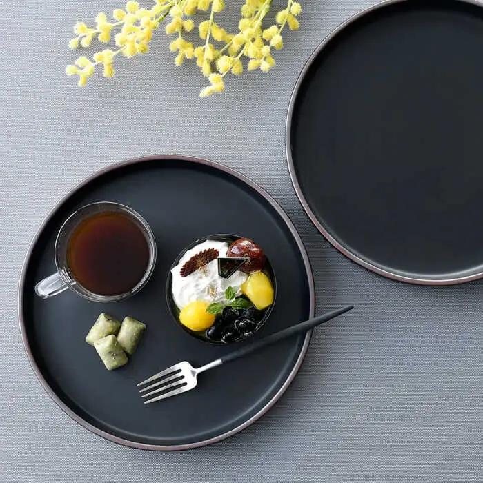 【波佐見焼】【ギアシリーズ】マットカラープレート（大）2枚セット（ブラック２枚）食器 皿【大新窯】[DC125] 波佐見焼