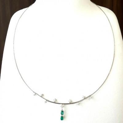 ふるさと納税 山梨県 Pt850 エメラルド ダイヤモンド ネックレス(揺れタイプ) |  | 02