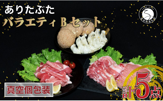 【人気！豚肉5種セット】ありたぶた バラエティBセット (豚肉5種) 小分け 真空パック 豚肉 ロース バラ モモ もも 赤身 ハンバーグ 餃子 N10-64