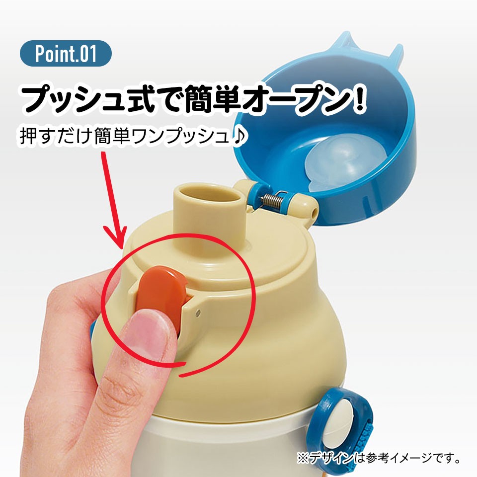 プッシュ式で簡単にオープン