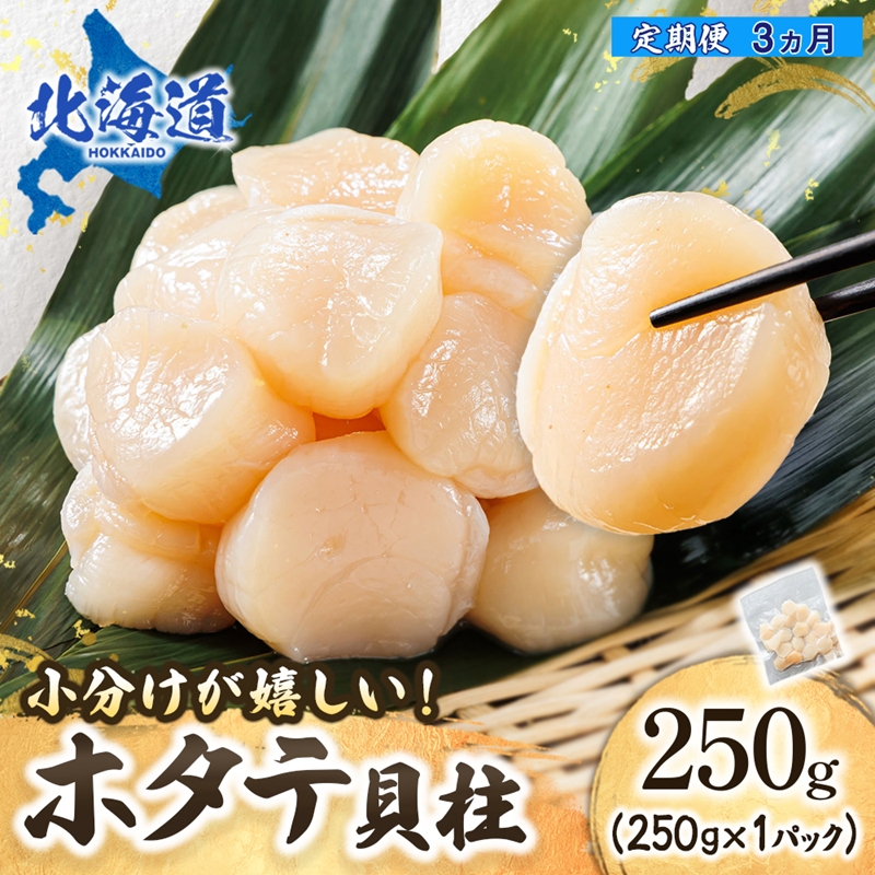 【定期便 3か月連続】北海道産 ホタテ貝柱 （約250g×1コ） 帆立 ホタテ ほたて 貝柱 冷凍 刺身 刺し身 小分け ホタテ貝柱 刺身ホタテ 刺身 北海道 釧路町 釧路超 特産品