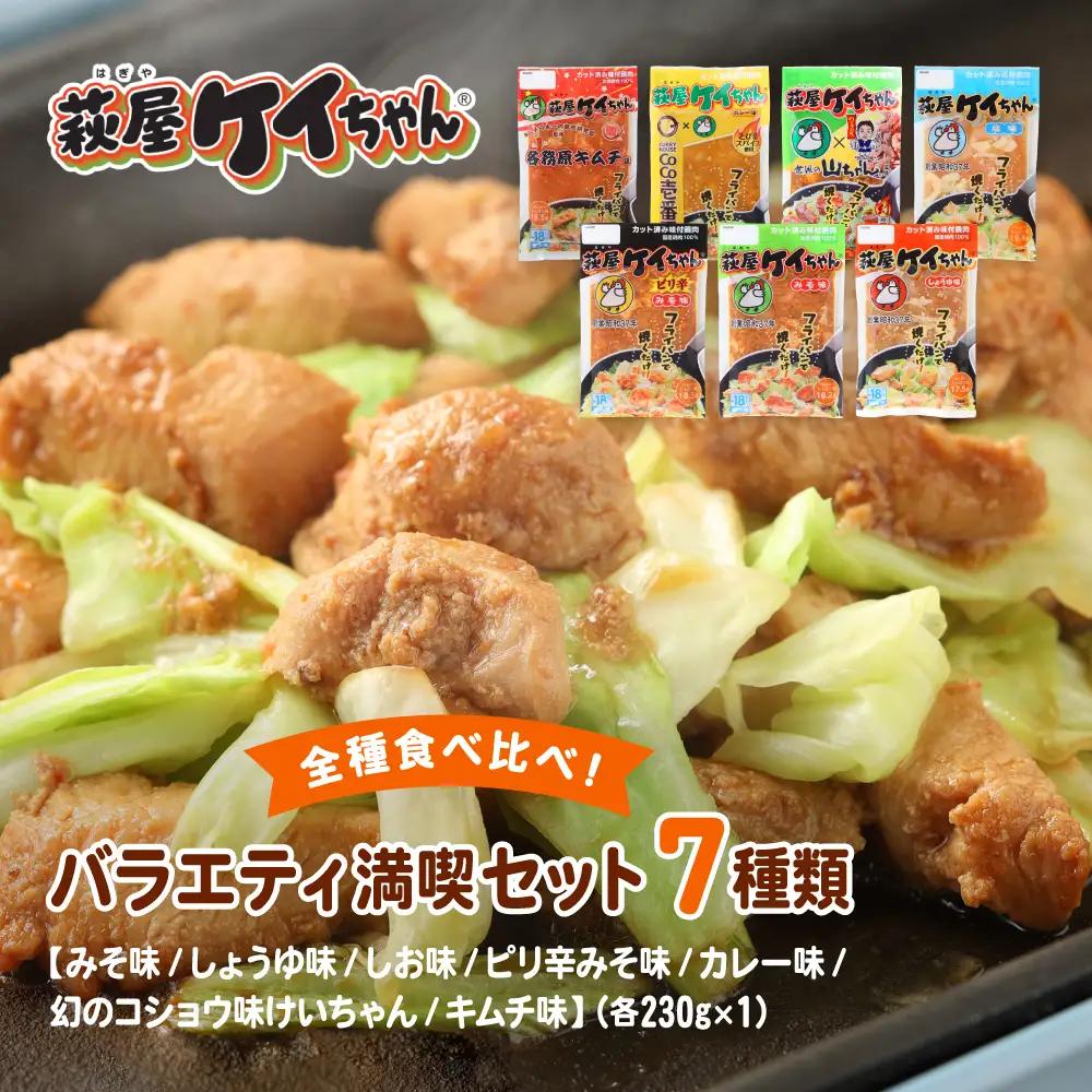 萩屋ケイちゃん 全種食べ比べ！バラエティ満喫セット 7種類（みそ味・しょうゆ味・しお味・ピリ辛みそ味・カレー味・幻のコショウ味・各務原キムチ味）（各230g×1）【10-10】