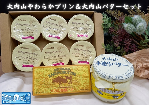 
（冷蔵） 大内山やわらかプリン＆大内山バター セット ／ 大内山ミルク村 乳製品 プリン バター 乳製品 大紀ブランド 三重県 大紀町
