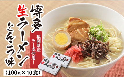 
ZI102.福岡県産「ラー麦」使用！博多生ラーメンとんこつ味（100ｇ×10食）
