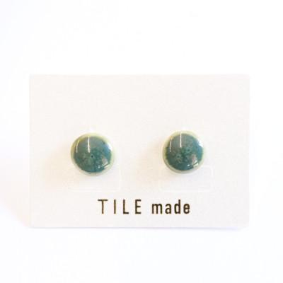 ふるさと納税 瑞浪市 【美濃焼】緑むらタイルピアス(直径10mm)
