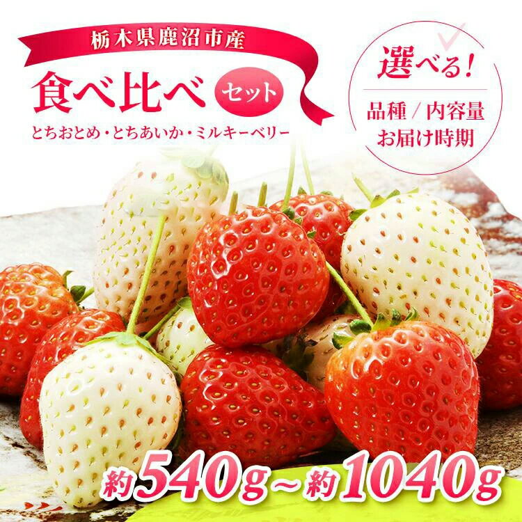 【ふるさと納税】【先行予約】【選べる品種・内容量・発送時期】食べ比べセット（とちおとめ・とちあいか・ミルキーベリー）| いちご 果物 フルーツ デザート スイーツ 苺 イチゴ くだもの 朝取り 新鮮 美味しい 甘い 先行受付