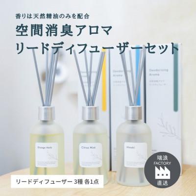 ふるさと納税 瑞浪市 天然消臭アロマ リードディフューザーセット 100ml×3種 瑞浪ファクトリー直送